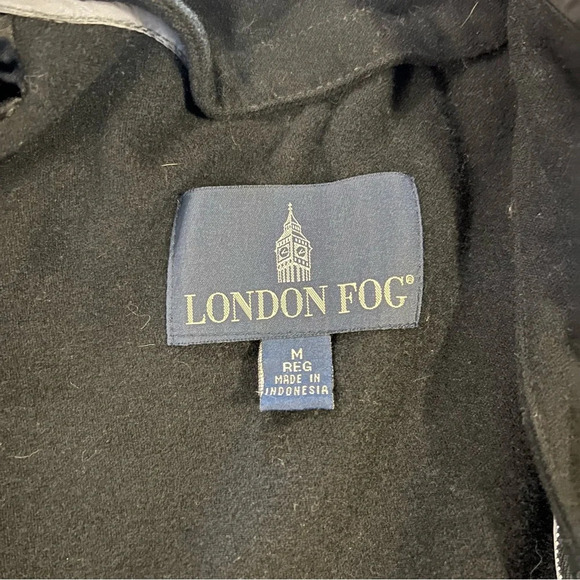 London Fog Long Rain Jacket with Removable Hood and Lining Black size medium - Picture 9 of 13